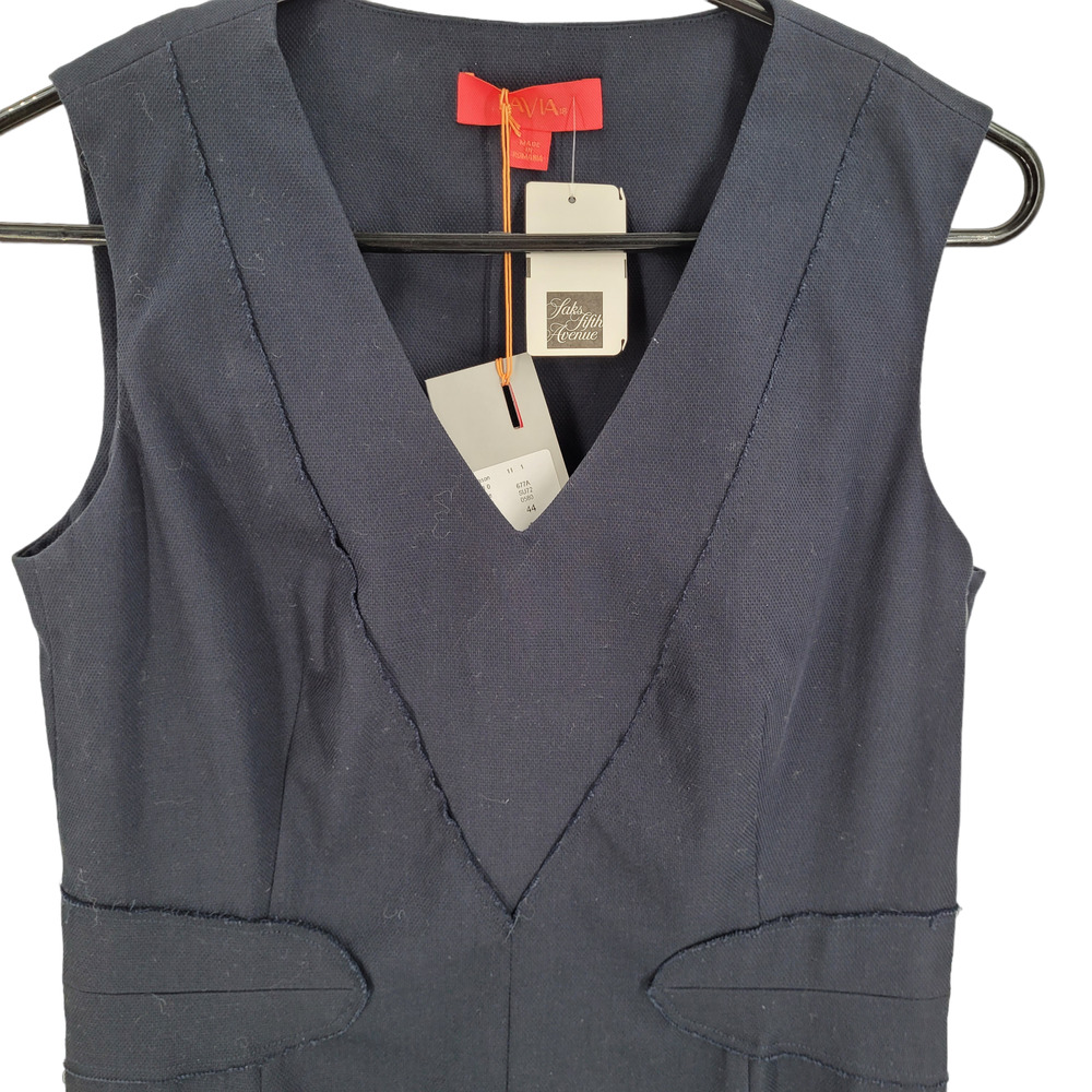 LaVia Woman's Sleeveless Navy Dress Size 44 (8)‎ 97% cotton 3%Elastane NWT